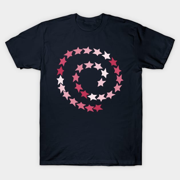 Viva Magenta Spiral of Stars T-Shirt by ellenhenryart